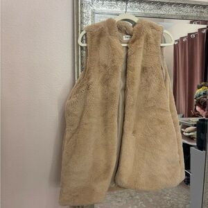 Impressions Tan Faux Fur Vest